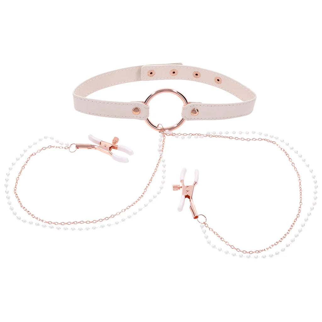 S&M Peaches 'N CreaMe Collar with Nipple Clamps