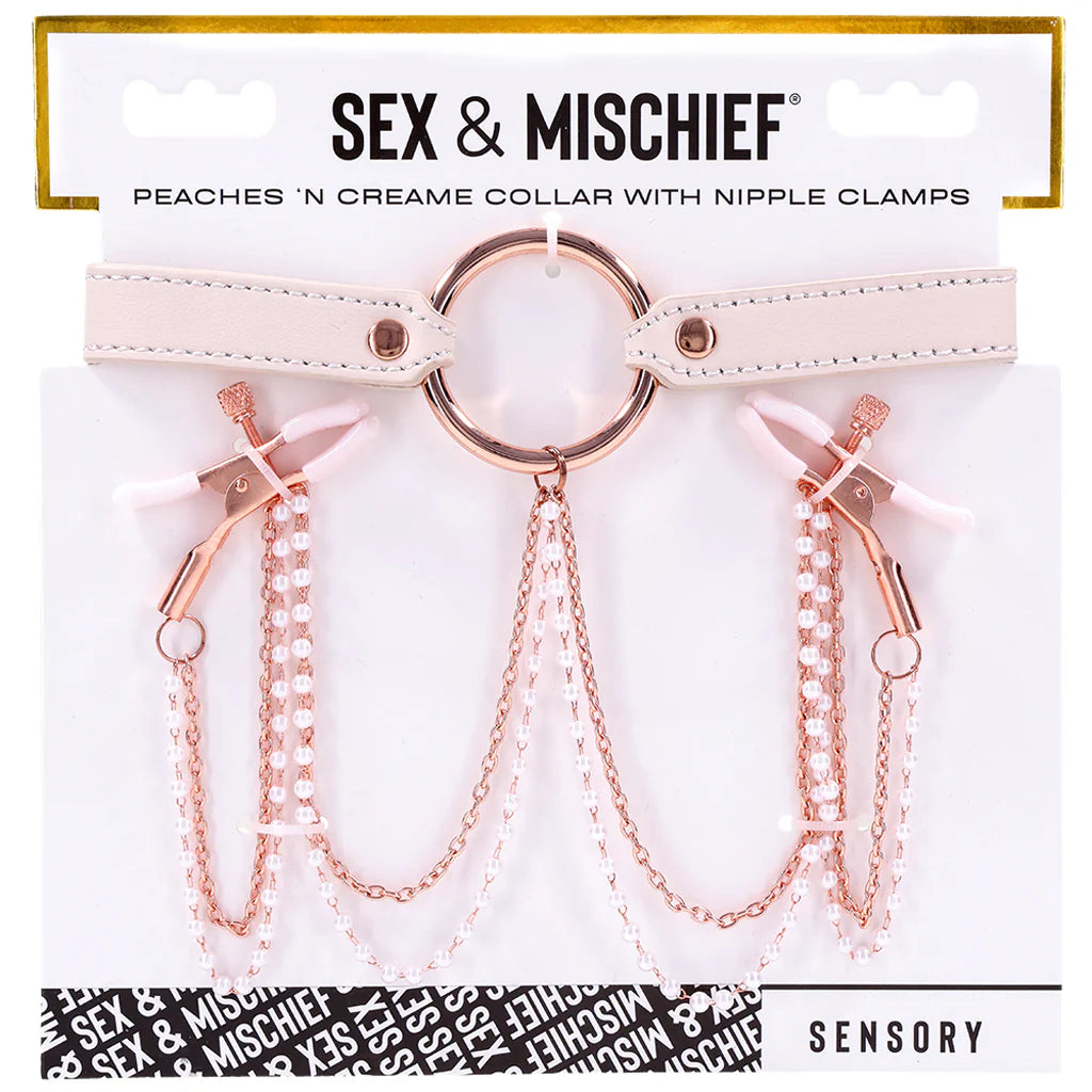 S&M Peaches 'N CreaMe Collar with Nipple Clamps