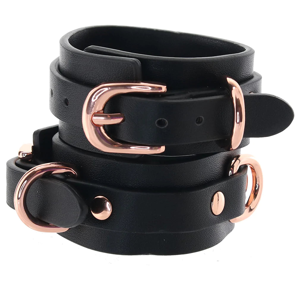 Bondage Couture Wrist Cuffs in Rose Gold