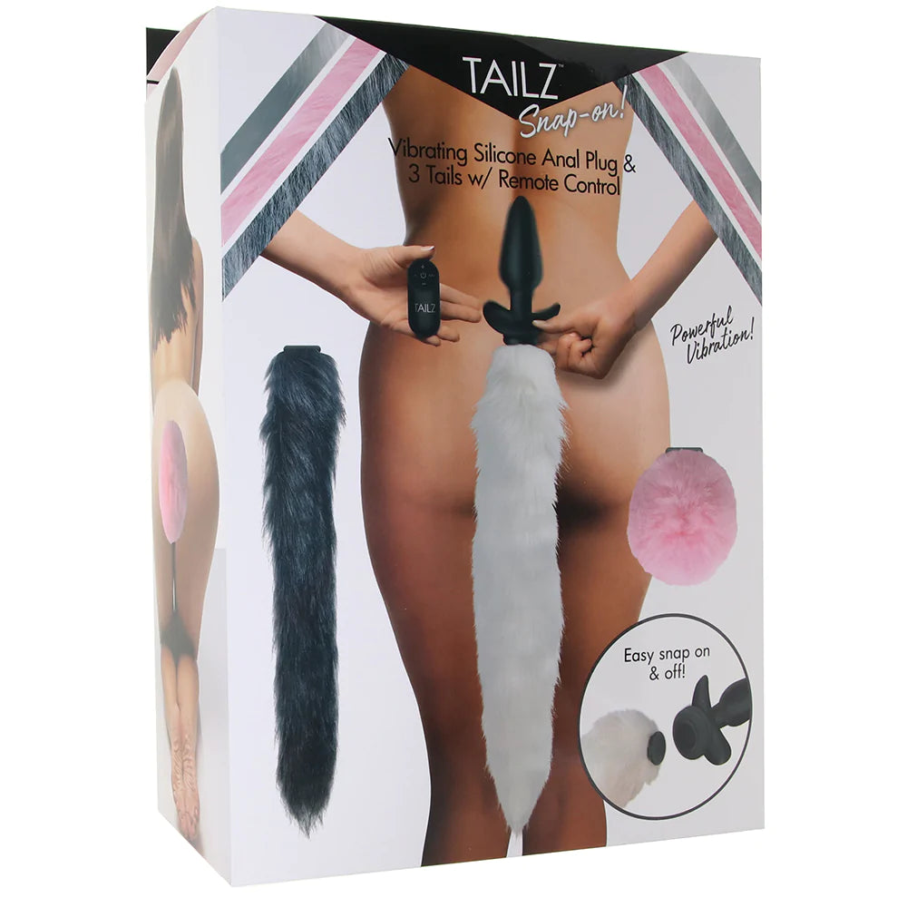 Tailz Snap-On Anal Remote Vibe and 3 Interchangeable Tails Set