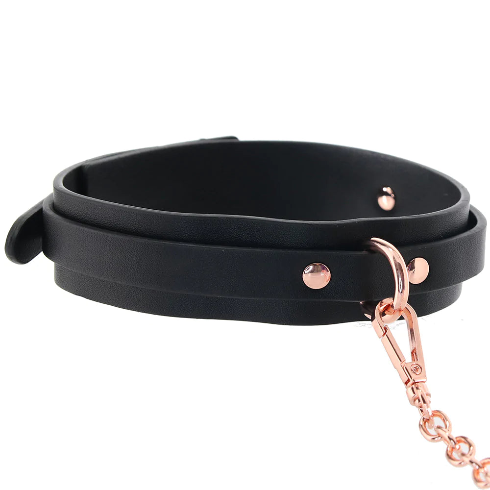 Bondage Couture Collar & Leash in Rose Gold