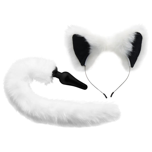 Tailz White Anal Plug & Ears Set