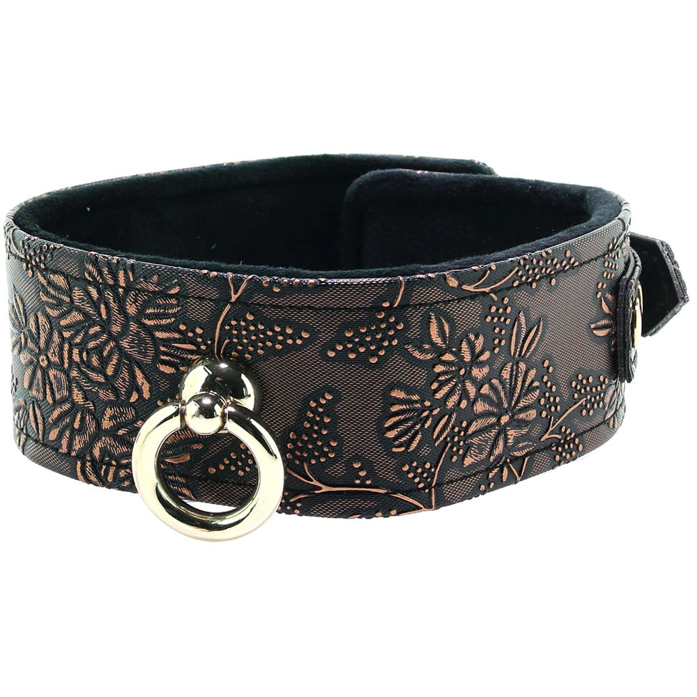 Lockable Leather Collar and Leash in Snake Print