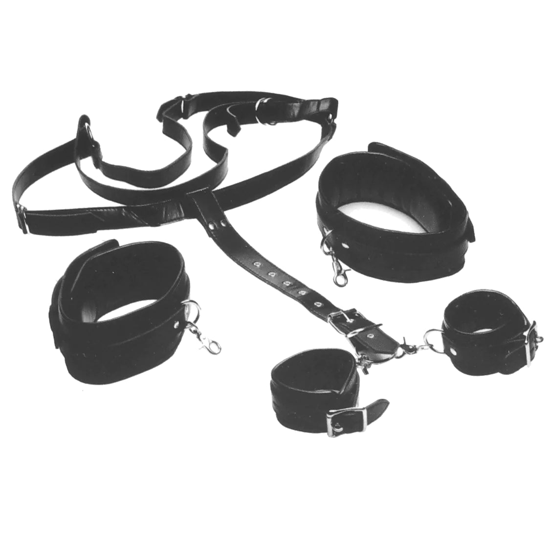 Strict Restraint Thigh Sling with Wrist Cuffs