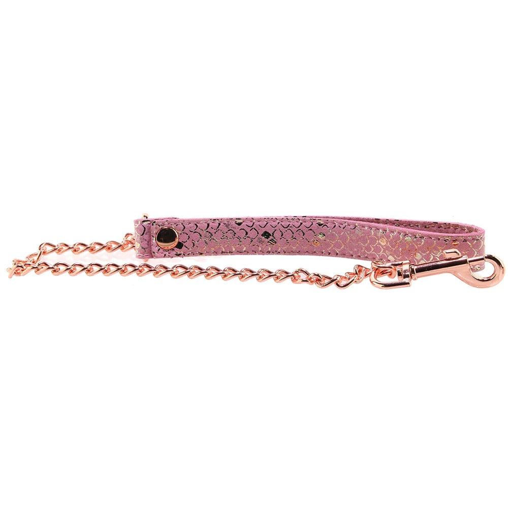 Lockable Leather Collar and Leash in Snake Print