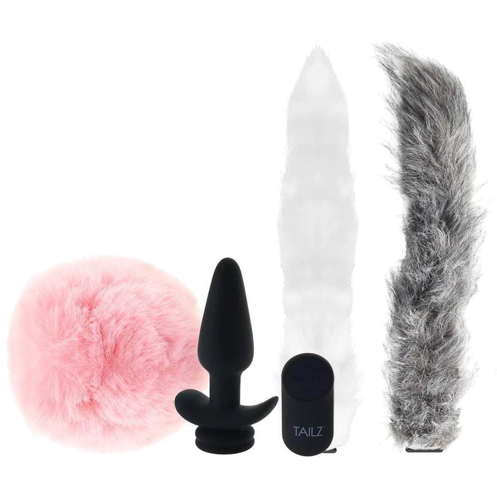 Tailz Snap-On Anal Remote Vibe and 3 Interchangeable Tails Set